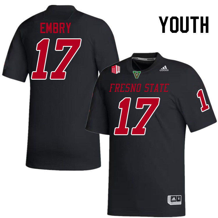 Youth #17 Jakari Embry Fresno State Bulldogs College Football Jerseys Stitched-Black